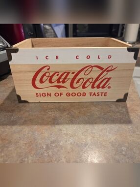 Coca-Cola Natural Wood Crate with Red Logo